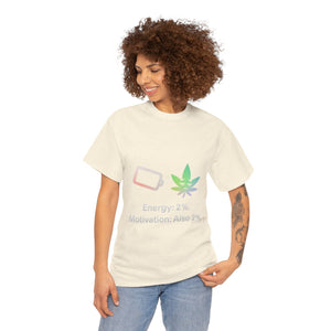 Energy: 2%. Motivation: Also 2%. T-shirt